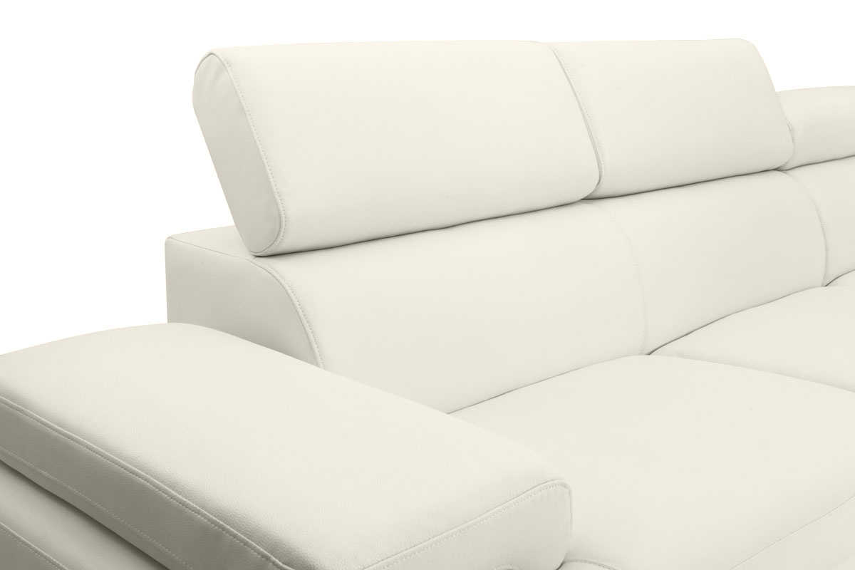 Canap� d'angle en cuir de buffle blanc cass� avec t�ti�res ajustables JENKINS