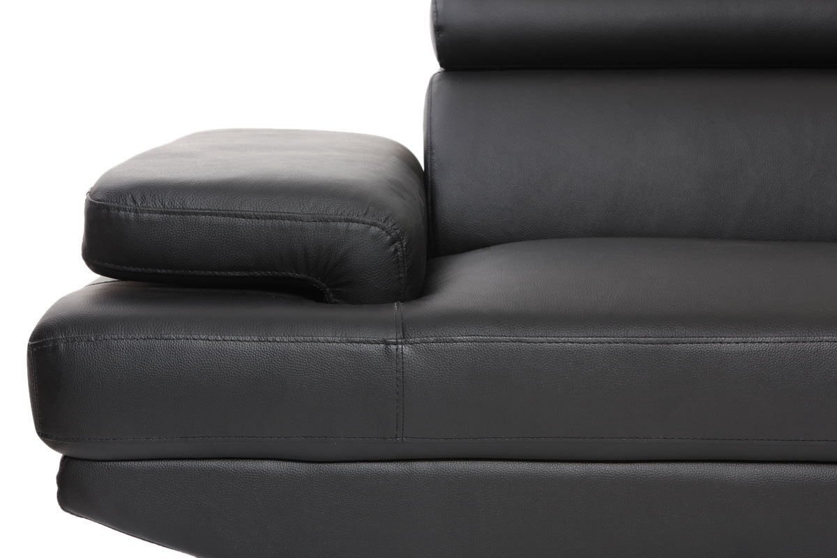 Canap� d'angle en cuir noir avec t�ti�res ajustables JENKINS - cuir de buffle