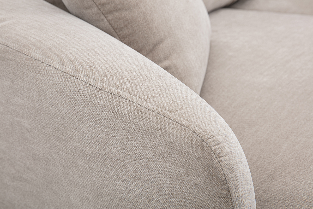 Canap� d'angle gauche 3 places en tissu effet velours taupe et m�tal noir JERRY