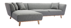 Canap&eacute; d'angle gauche 5 places gris clair STUART