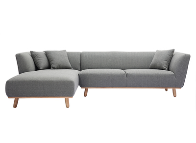 Canap&eacute; d'angle gauche 5 places gris clair STUART