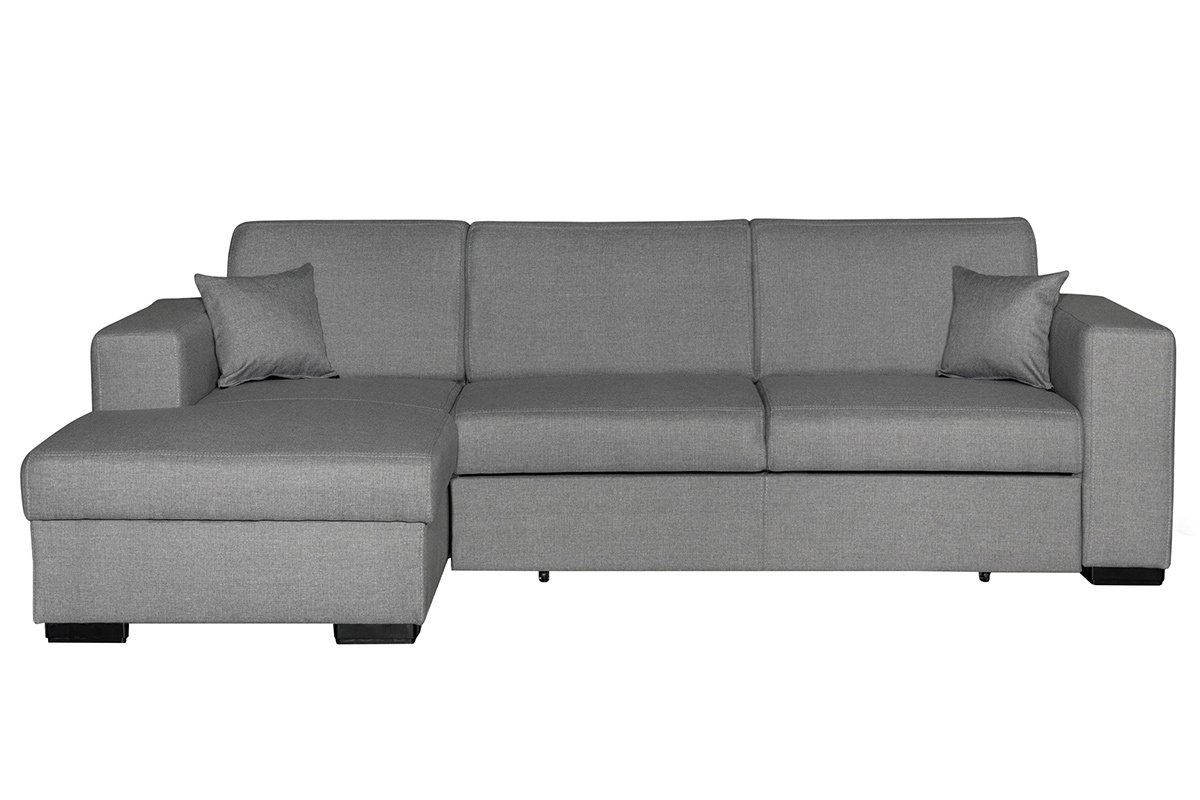 Canap� d'angle gauche convertible avec rangement gris PERRY