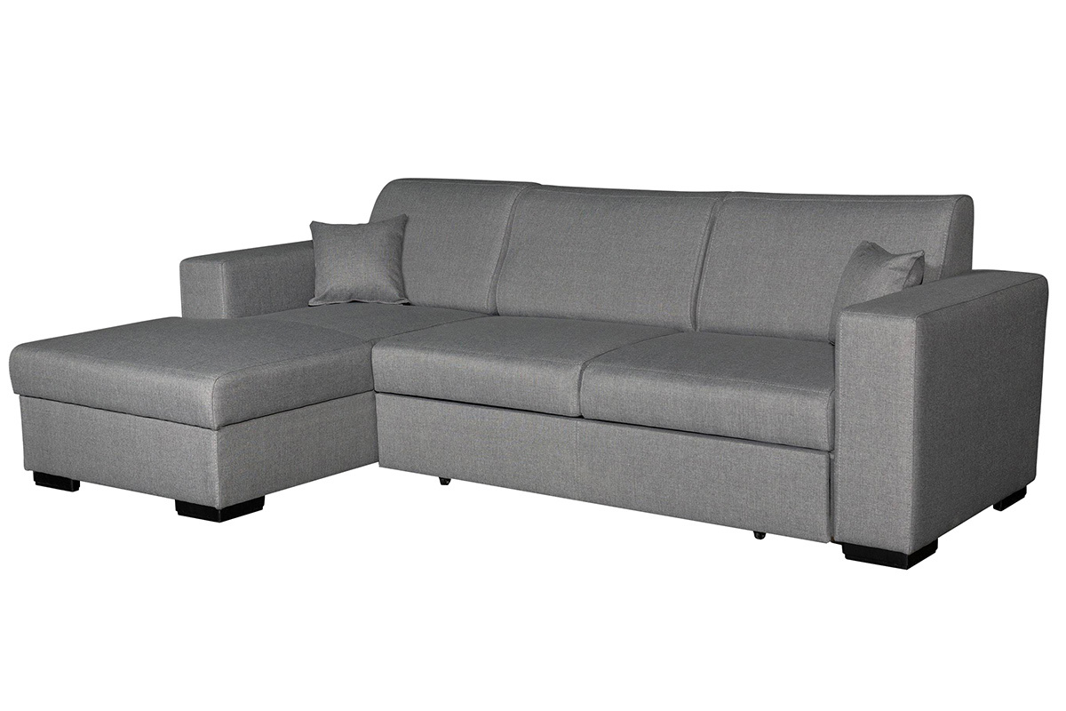 Canap� d'angle gauche convertible avec rangement gris PERRY