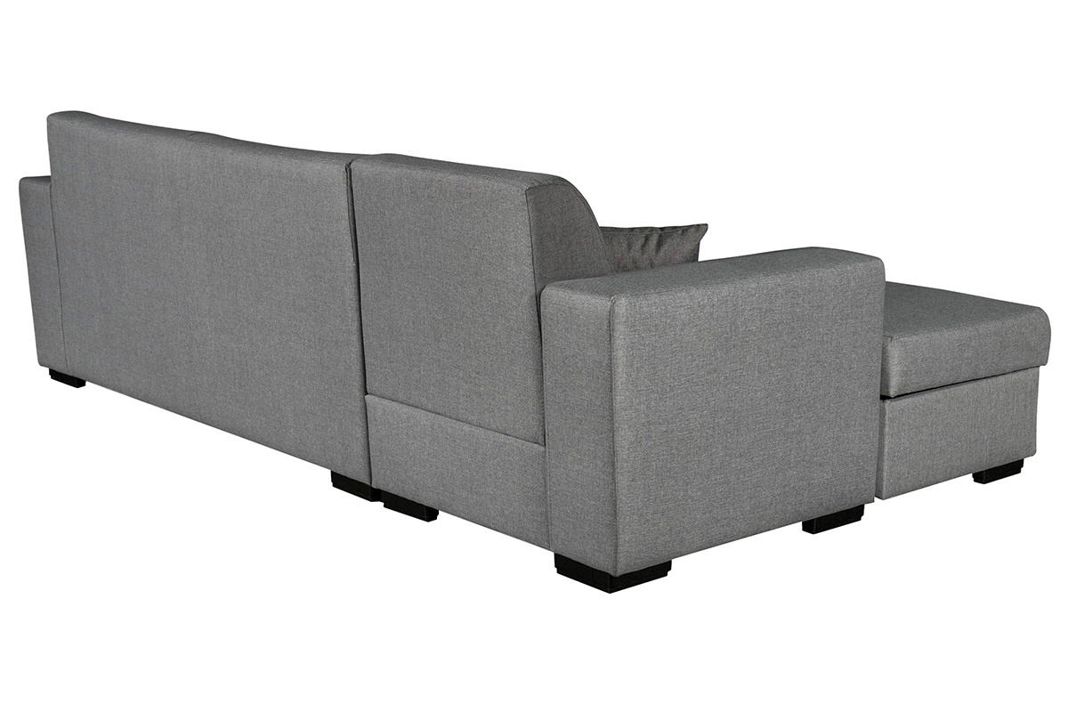 Canap� d'angle gauche convertible avec rangement gris PERRY