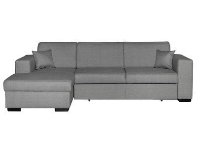 Canap&eacute; d'angle gauche convertible avec rangement gris PERRY