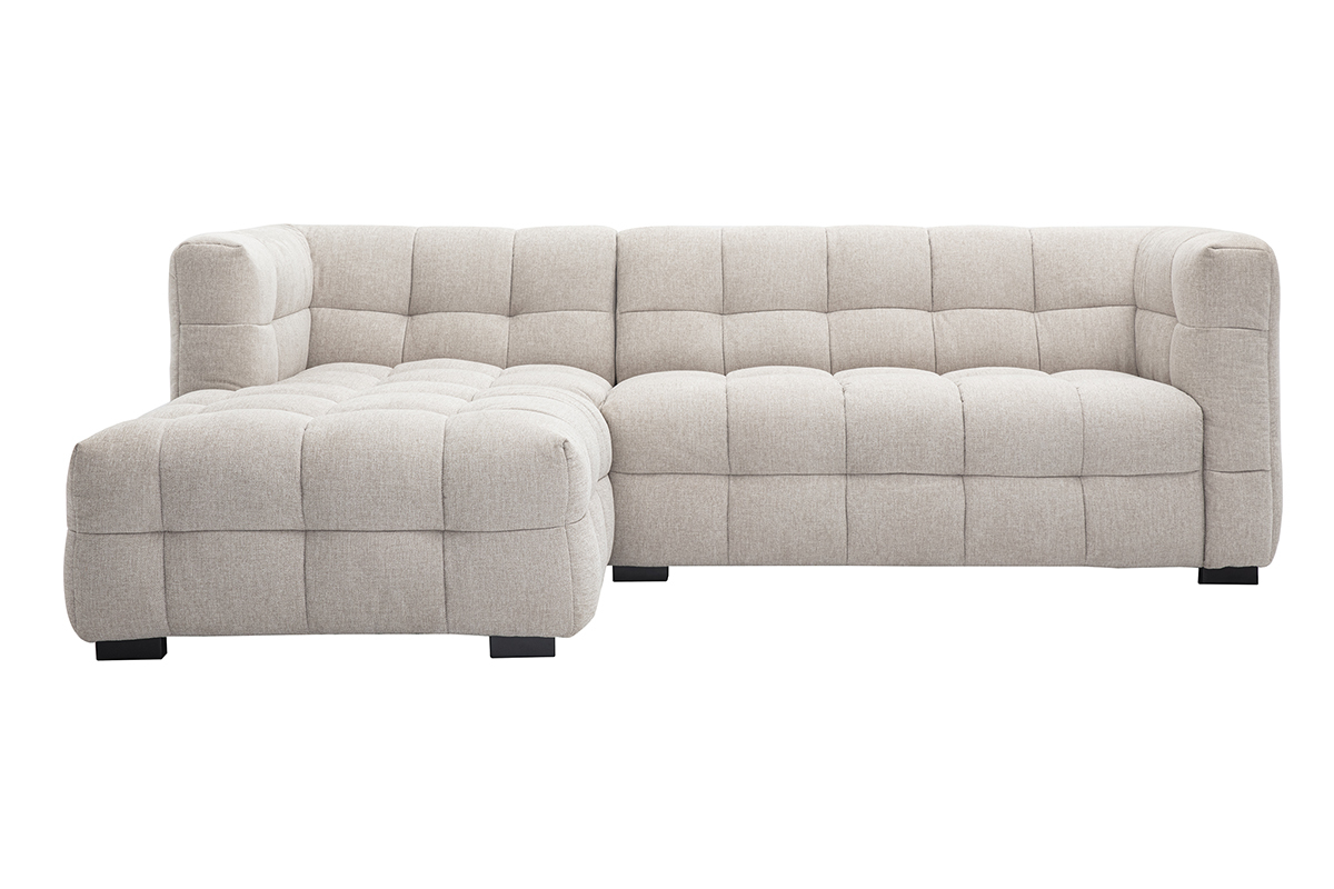 Canap d'angle gauche design 3 places en tissu effet velours textur beige CORTO
