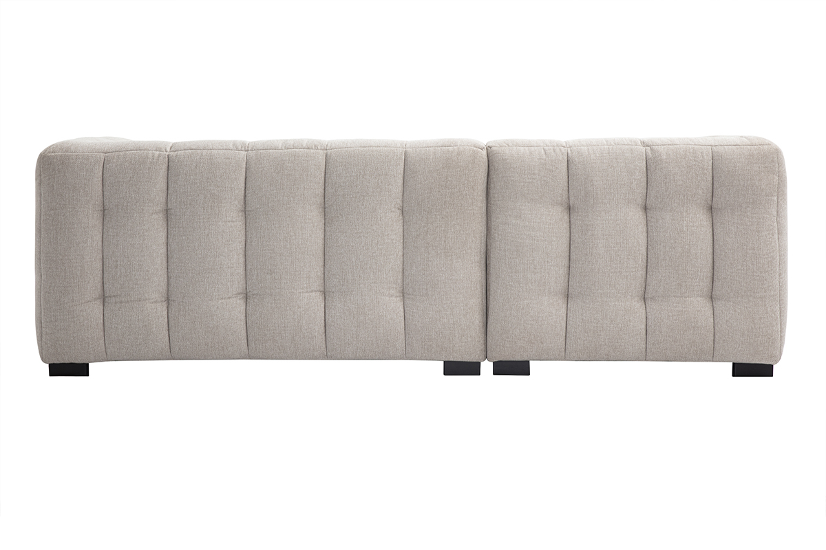 Canap d'angle gauche design 3 places en tissu effet velours textur beige CORTO