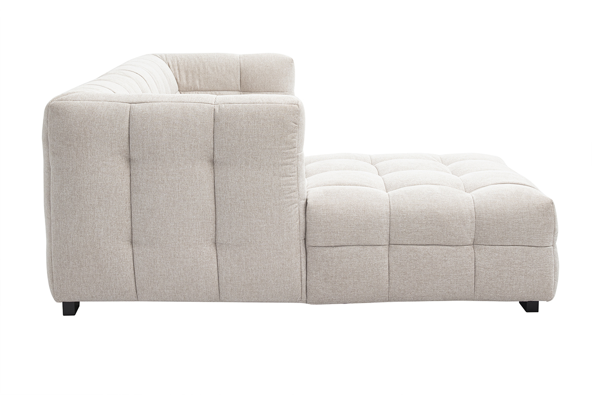 Canap d'angle gauche design 3 places en tissu effet velours textur beige CORTO