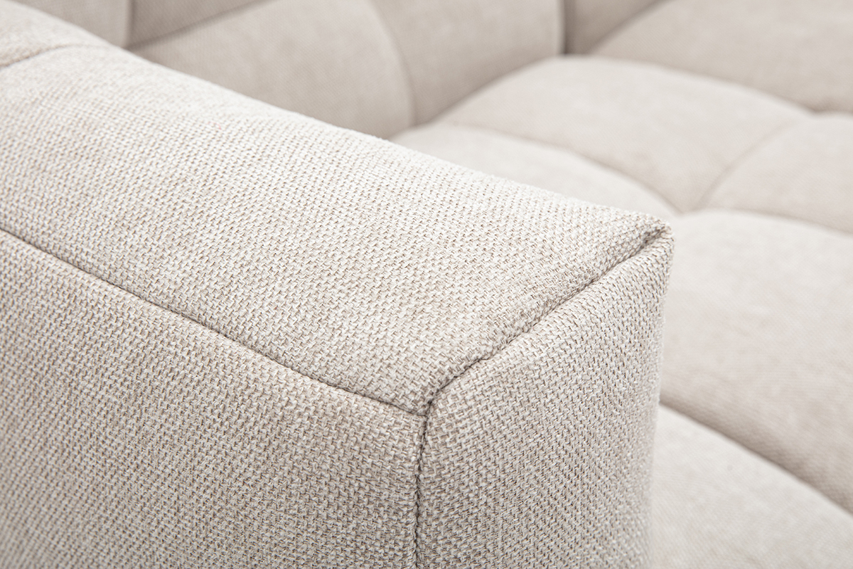 Canap d'angle gauche design 3 places en tissu effet velours textur beige CORTO