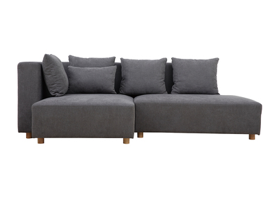 Canap&eacute; d'angle gauche effet velours gris clair HARLEM