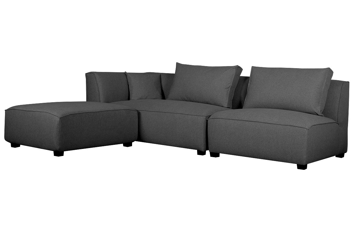 Canap� d'angle gauche modulable en tissu gris anthracite PLURIEL