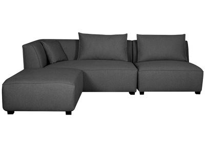 Canap&eacute; d'angle gauche modulable en tissu gris anthracite PLURIEL