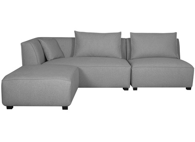 Canap&eacute; d'angle gauche modulable en tissu gris clair PLURIEL
