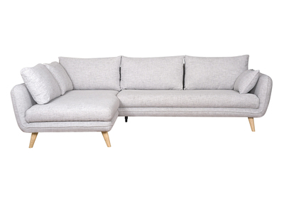 Canap&eacute; d'angle gauche scandinave 5 places gris clair chin&eacute; CREEP