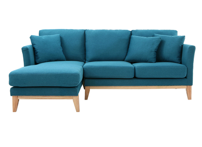 Canap&eacute; d'angle gauche scandinave bleu canard d&eacute;houssable OSLO