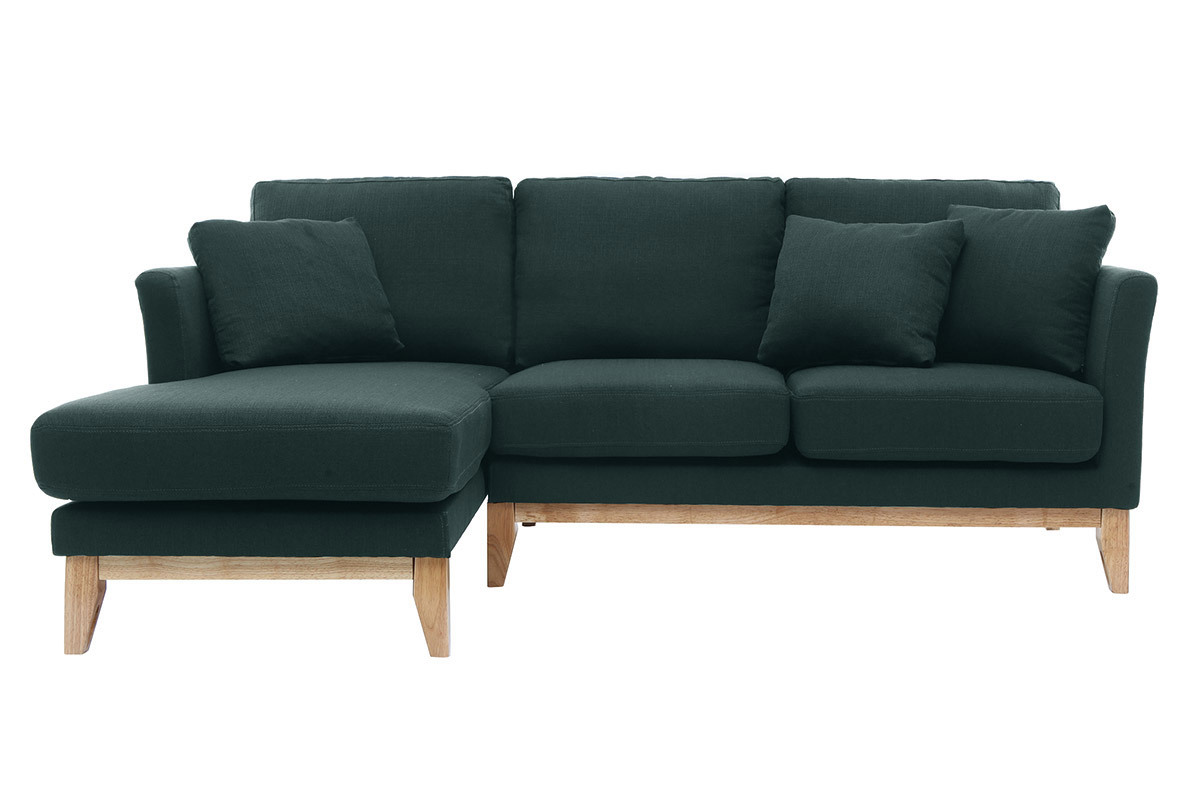 Canap� d'angle gauche scandinave en tissu gris fonc� d�houssable OSLO