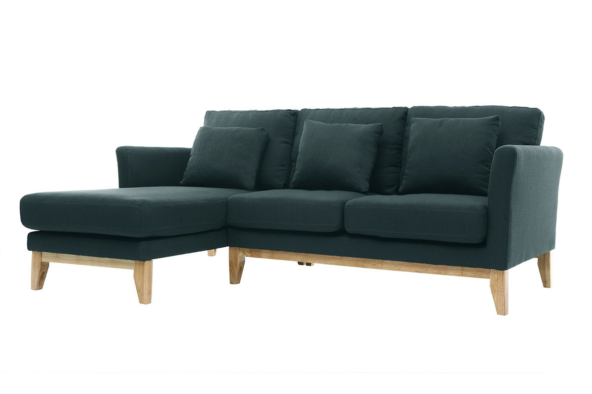 Canap� d'angle gauche scandinave en tissu gris fonc� d�houssable OSLO