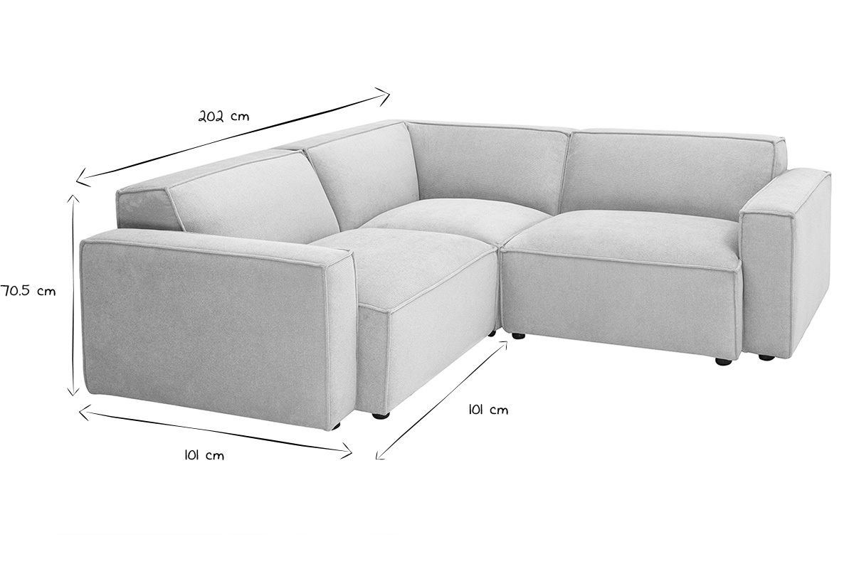 Canap d'angle modulable 3 places en tissu effet velours textur beige SPLIT