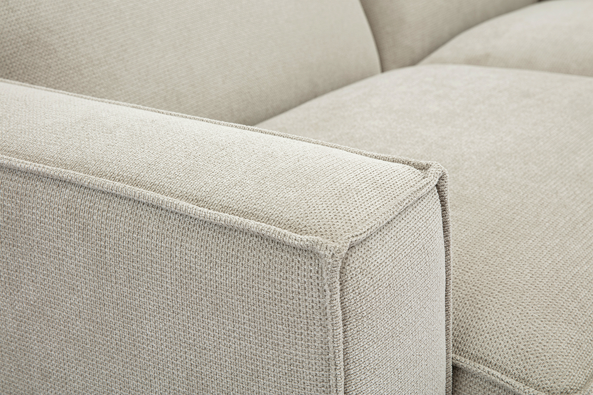 Canap d'angle modulable 3 places en tissu effet velours textur beige SPLIT