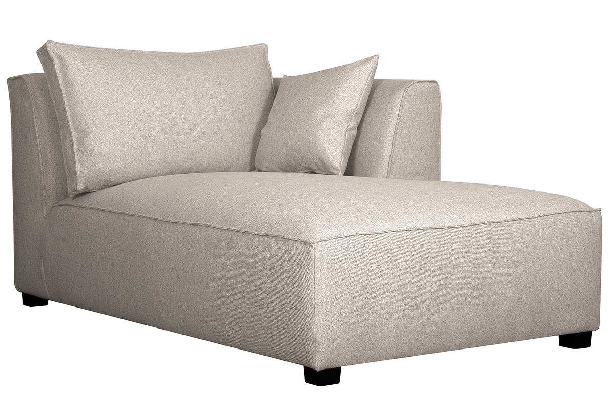 Canap d'angle modulable 4 lments en tissu beige naturel PLURIEL