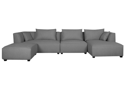 Canap&eacute; d'angle modulable 4 &eacute;l&eacute;ments gris clair PLURIEL
