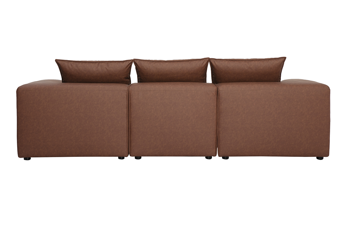 Canap� d'angle modulable 4 places en cuir marron FERGUS