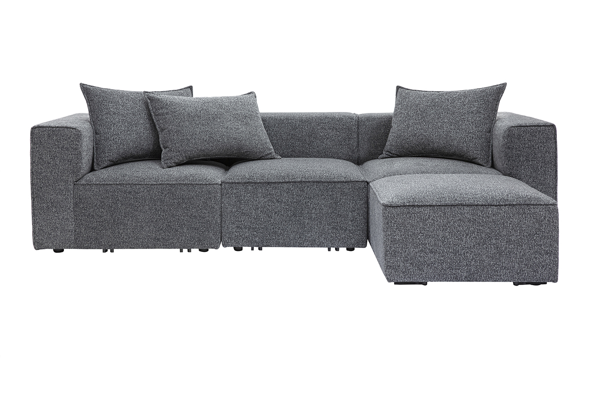 Canap d'angle modulable 4 places en tissu chin gris fonc KERRY