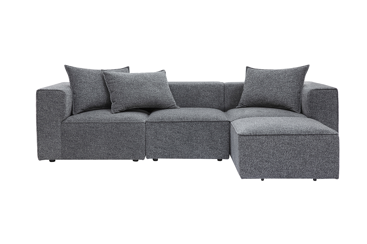 Canap d'angle modulable 4 places en tissu chin gris fonc KERRY