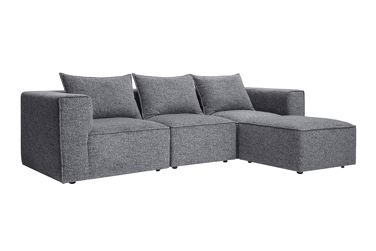Canap d'angle modulable 4 places en tissu chin gris fonc KERRY