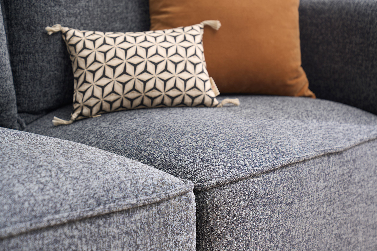 Canap d'angle modulable 4 places en tissu chin gris fonc KERRY