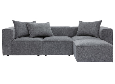 Canapé d'angle modulable 4 places en tissu chiné gris foncé KERRY