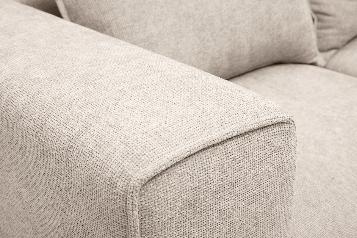 Canap� d'angle modulable 4 places en tissu effet velours textur� beige KERRY