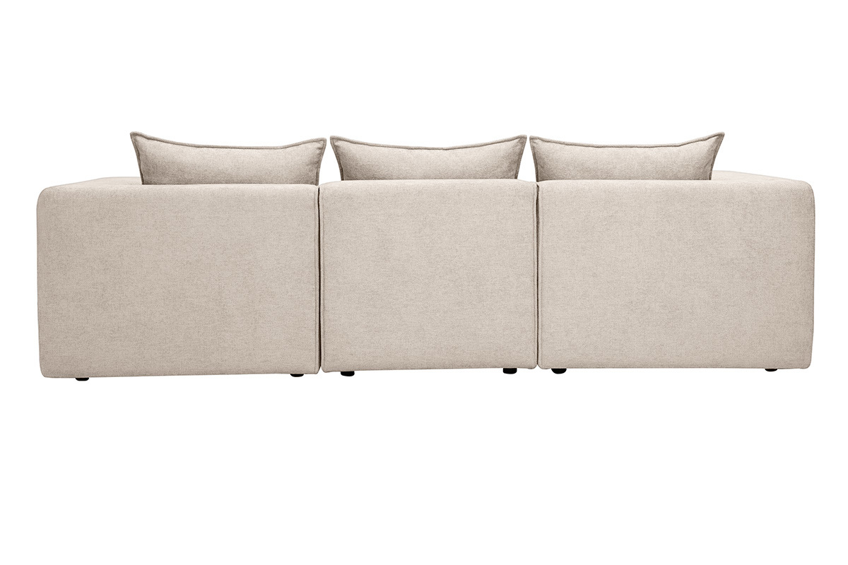 Canap� d'angle modulable 4 places en tissu effet velours textur� beige KERRY