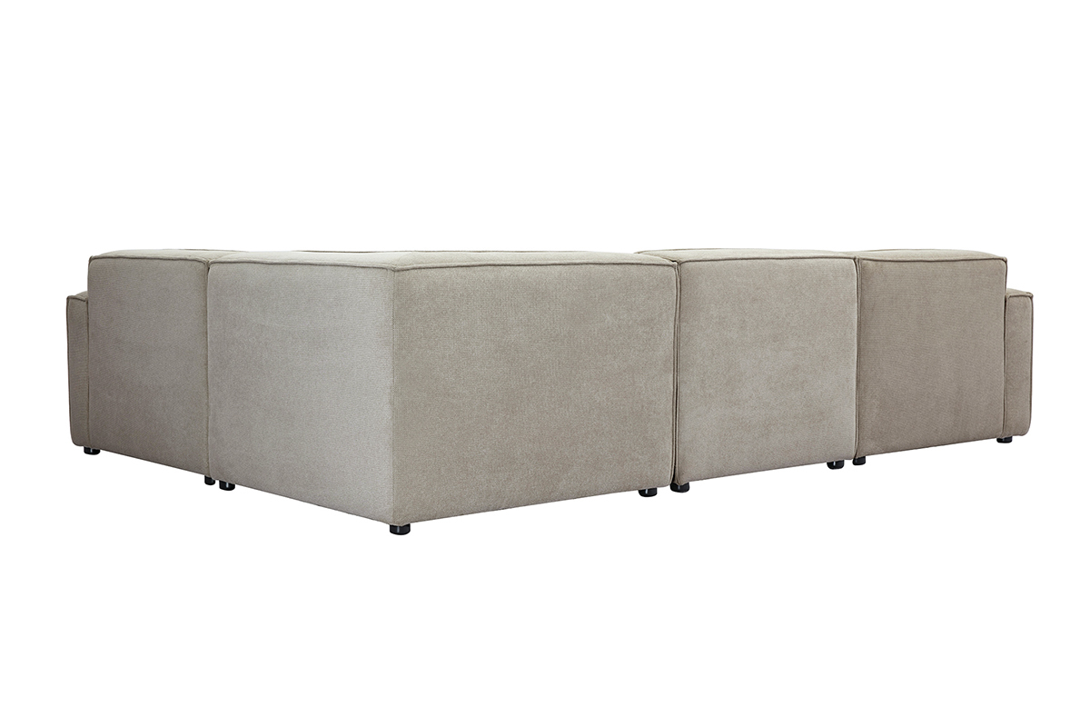 Canap d'angle modulable 5 places en tissu effet velours textur beige SPLIT