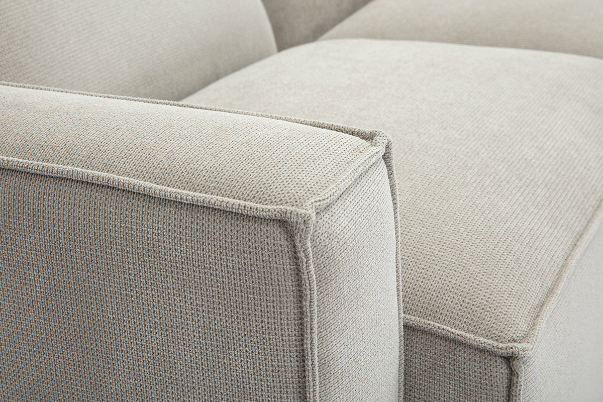 Canap d'angle modulable 5 places en tissu effet velours textur beige SPLIT