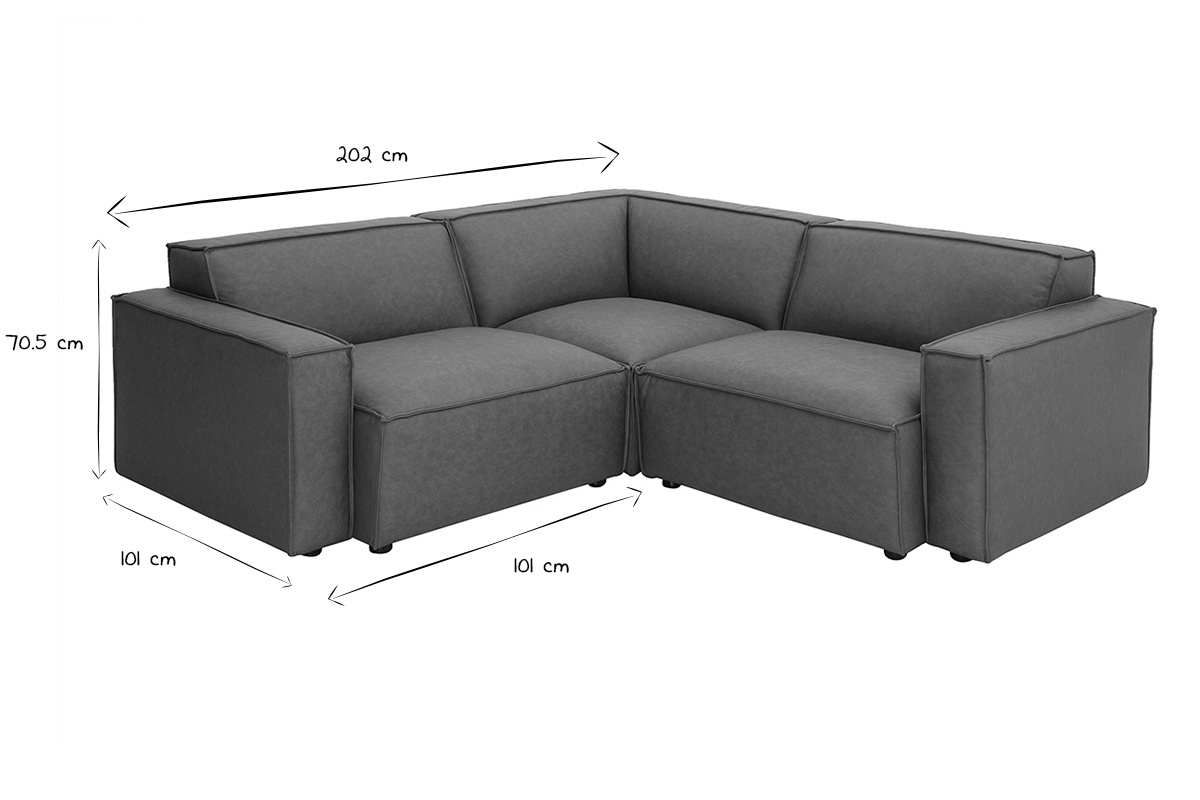 Canap d'angle modulable vintage 3 places en cuir marron SPLIT