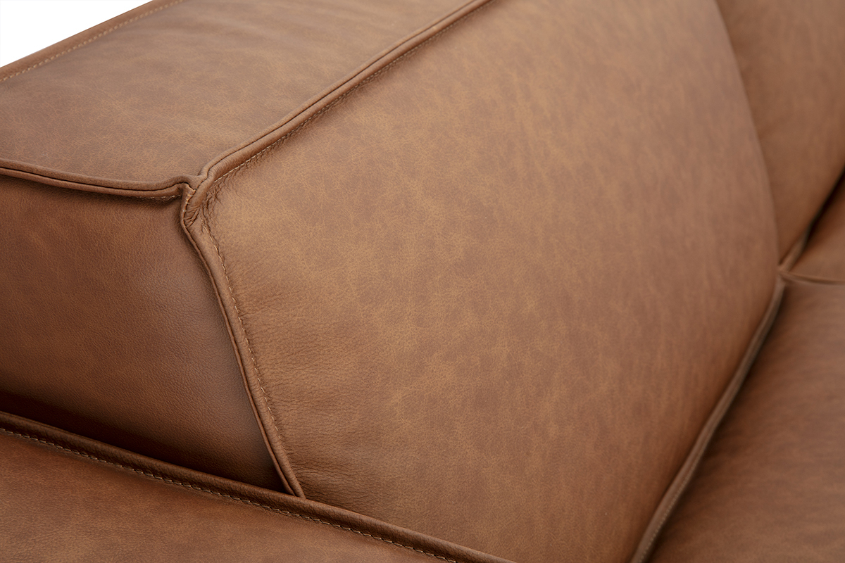 Canap d'angle modulable vintage 5 places en cuir marron SPLIT