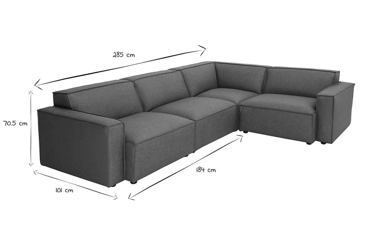 Canap d'angle modulable vintage 5 places en cuir marron SPLIT