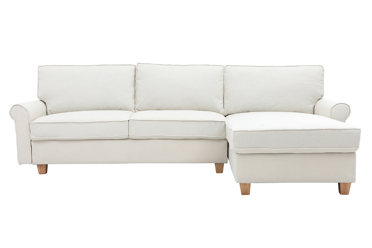 Canap� d'angle r�versible 3 places classique en tissu coloris naturel MONCEAU