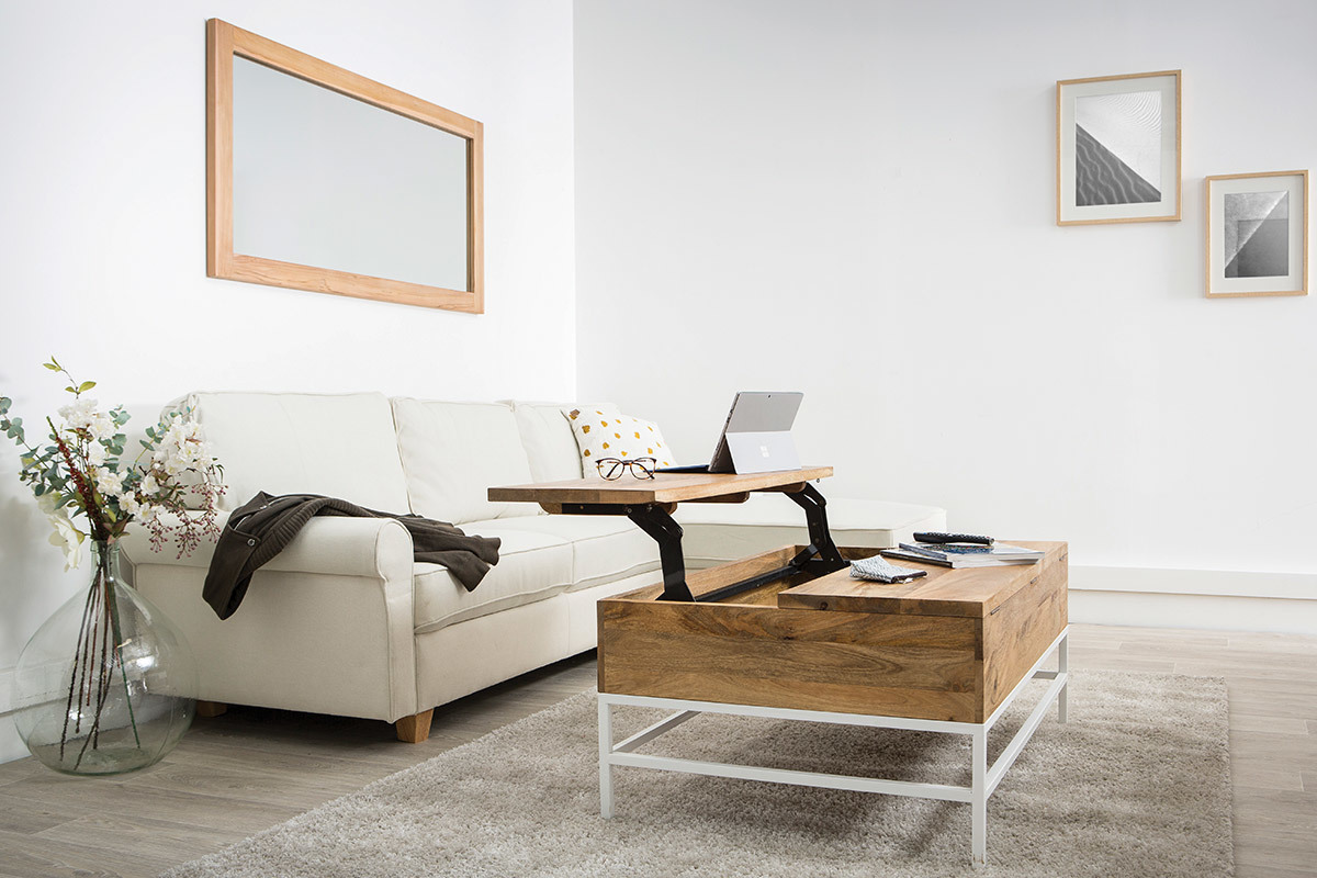 Canap� d'angle r�versible 3 places classique en tissu coloris naturel MONCEAU