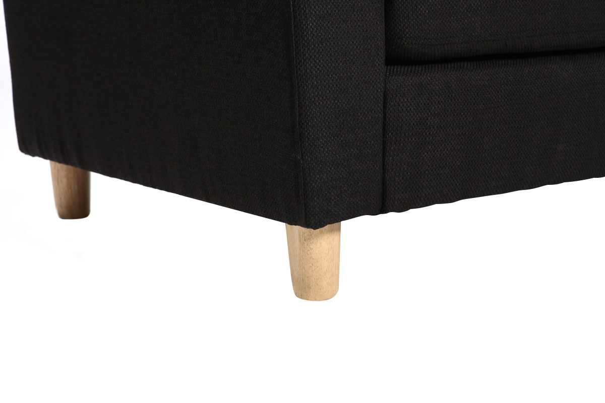 Canap� d'angle r�versible design noir pieds bois ALAMO