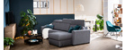 Canap&eacute; d'angle r&eacute;versible et convertible avec coffre et t&ecirc;ti&egrave;res ajustables gris NORO