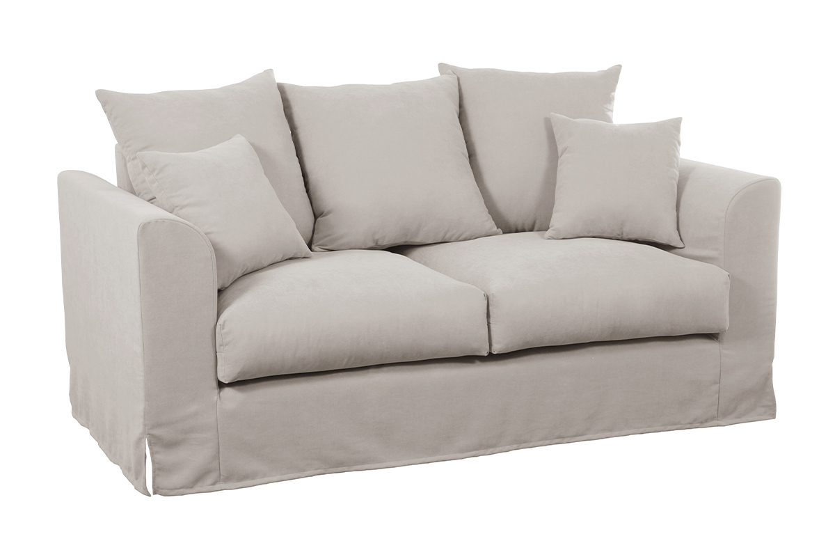 Canap dhoussable 2-3 places en tissu coloris lin naturel FEVER
