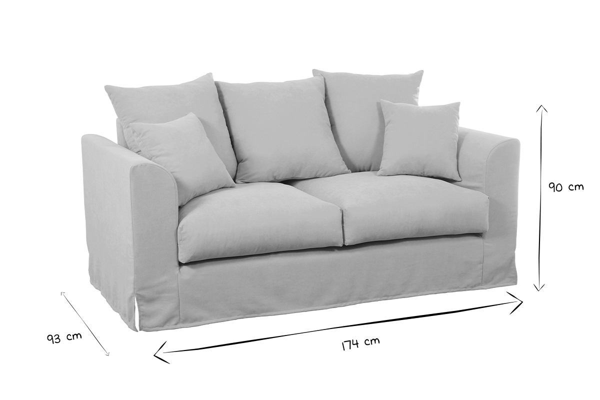Canap dhoussable 2-3 places en tissu coloris lin naturel FEVER