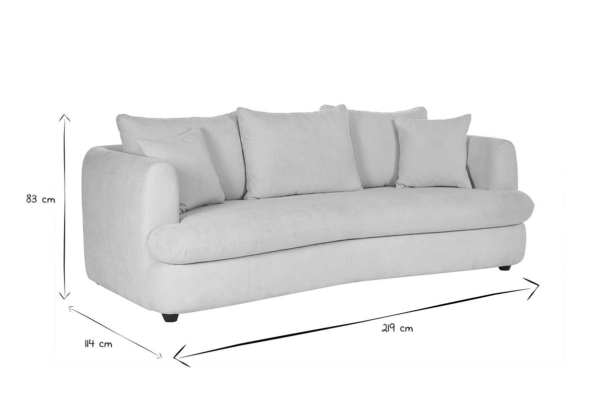 Canapé déhoussable 3-4 places design haricot en tissu effet velours terre brûlée SACHA