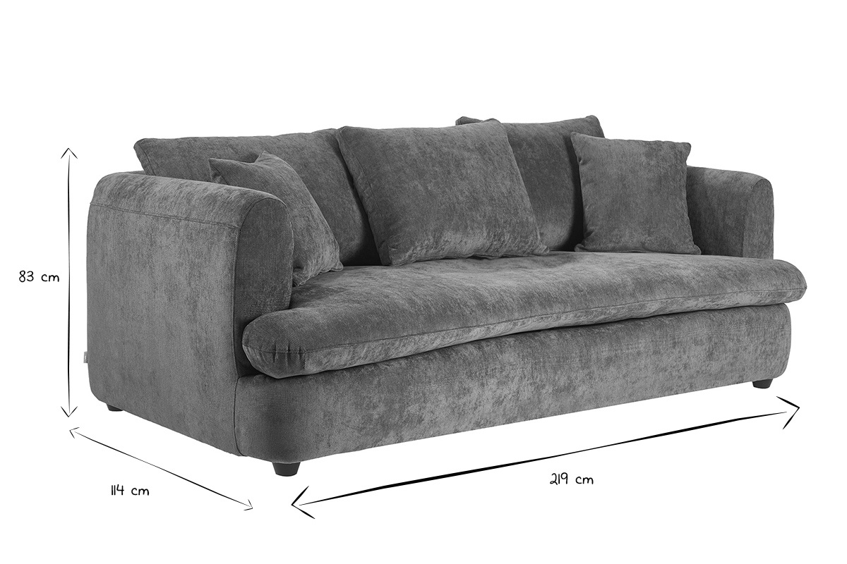 Canap� d�houssable 3-4 places design haricot en tissu effet velours textur� vert kaki SACHA