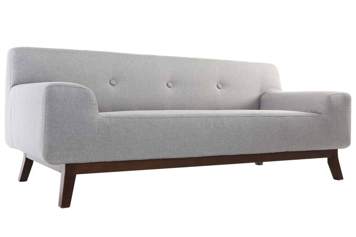 Canap� design 2-3 places gris et bois fonc� VILA