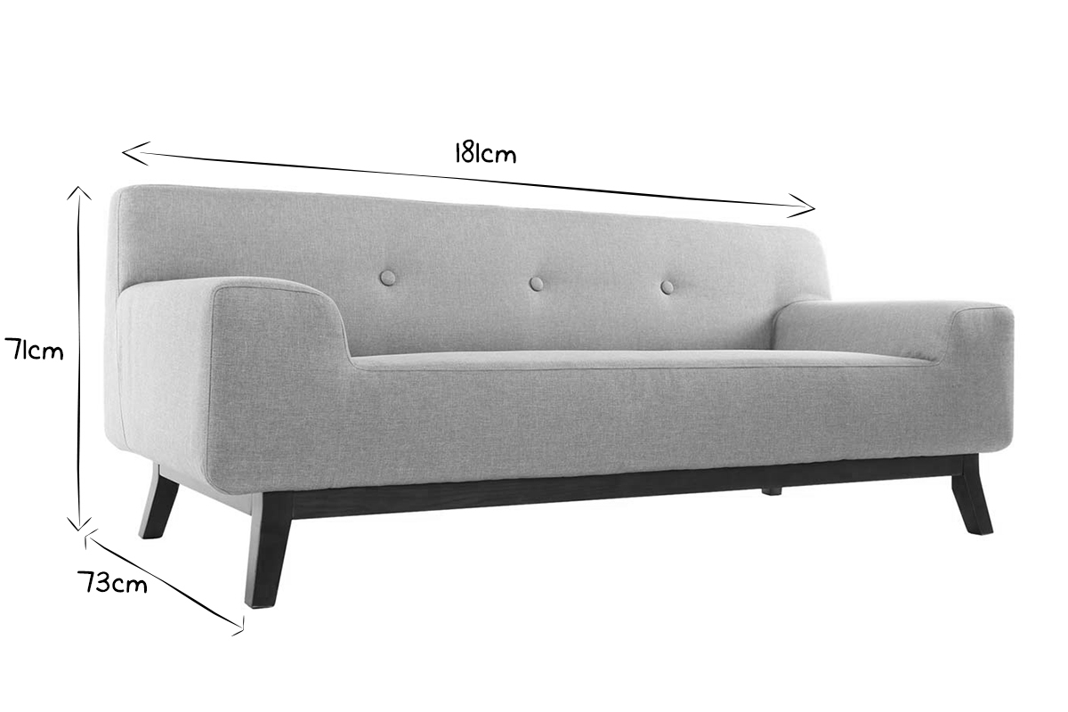 Canap� design 2-3 places gris et bois fonc� VILA