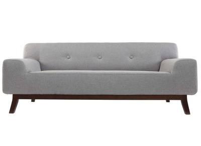 Canap&eacute; design 2-3 places gris et bois fonc&eacute; VILA