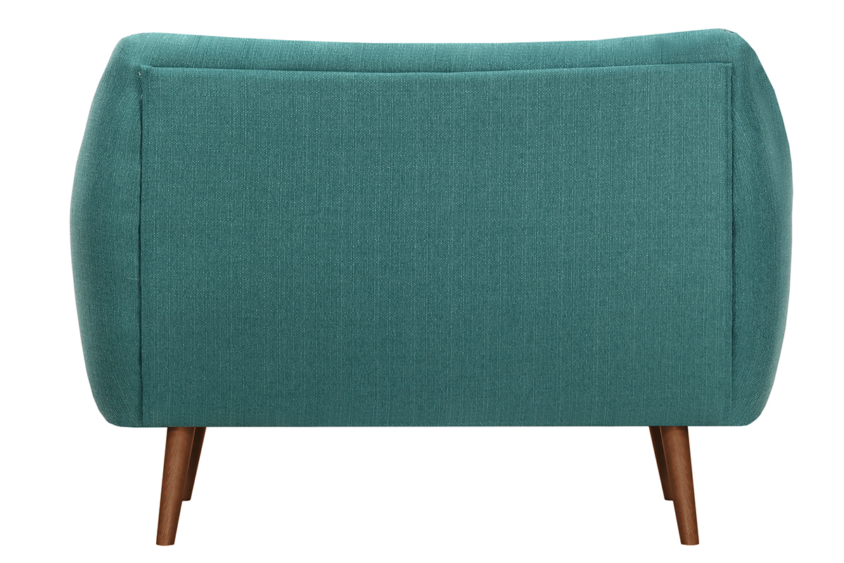 Canap� design 2 places bleu canard pieds noyer OLAF